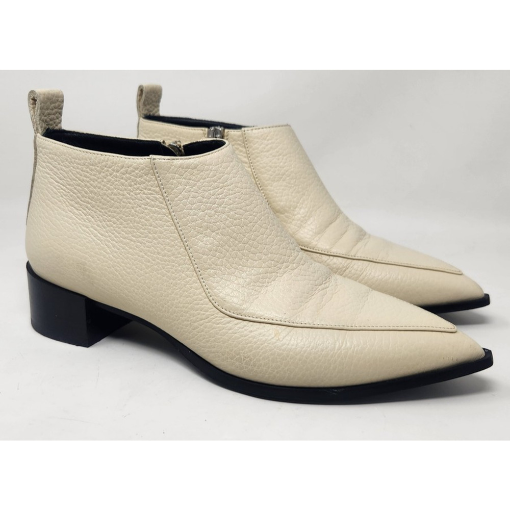 Everlane The Boss Women's Pointed Toe Ankle Boots Cream Pebbled Leather Size 7
